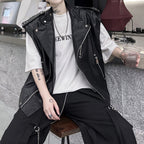 Retro PU Leather Zipper Vest Jacket