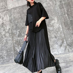 Japanese Casual Two-piece Irregular Short-sleeved Pleated Skirt