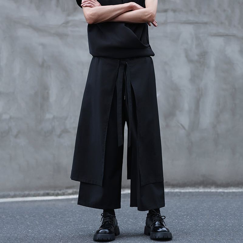 Japanese Fake Two-piece Draped Straight Wide-leg Pants