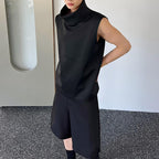 Pile Neck Sleeveless Vest Tops