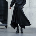 Drape Solid Color Irregular Culottes Hakama Pants