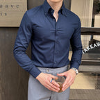 Striped Point Collar Casual Slim Shirt