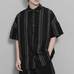 Retro Vertical Striped Fringe Patchwork Shirt