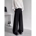 Button Drape Loose Wide Leg Pants