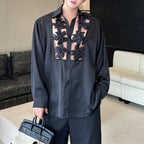 Spliced Flower Hollow Casual Shirt