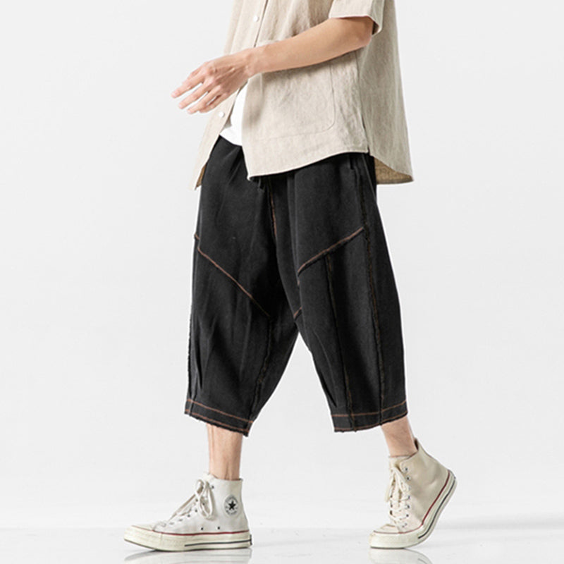 Knitted Patchwork Vintage Straight-leg Pants