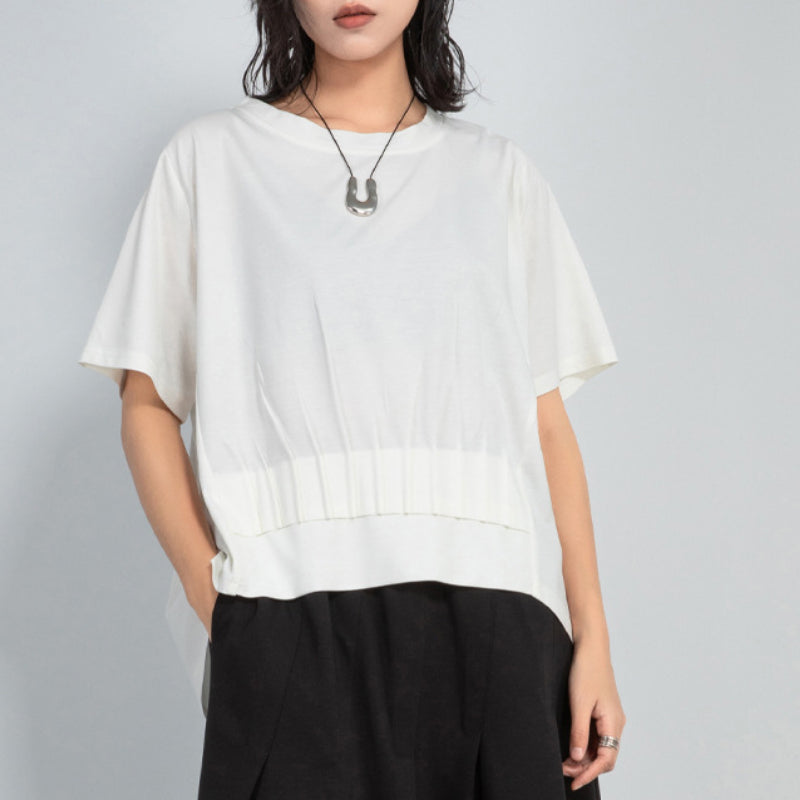Loose Irregular Pleated Thin T-shirt