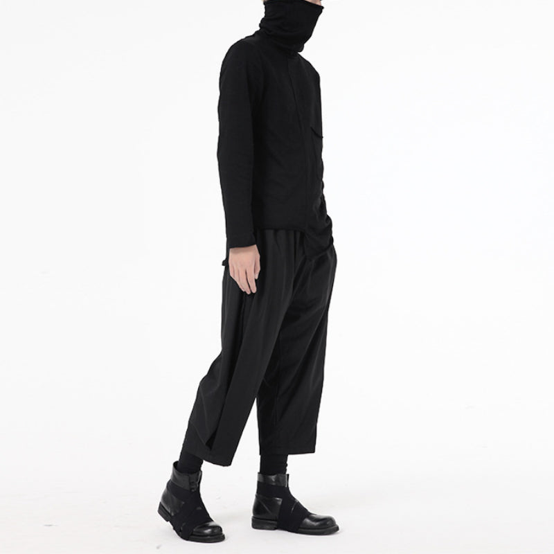 Dark Long-sleeved Pullover Turtleneck T-shirt