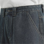 American Denim Cropped Loose Wide-leg Shorts