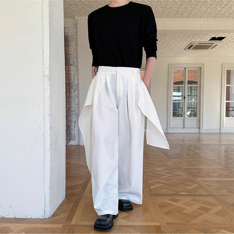 Retro Ribbon Casual Wide-leg Irregular Trousers