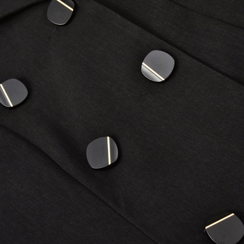 Black Slim Pleated Suit Dress