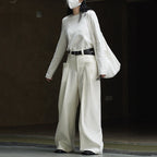 Double Pleat Wide-leg High-rise Tailored Trousers