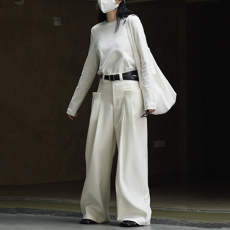 Double Pleat Wide-leg High-rise Tailored Trousers