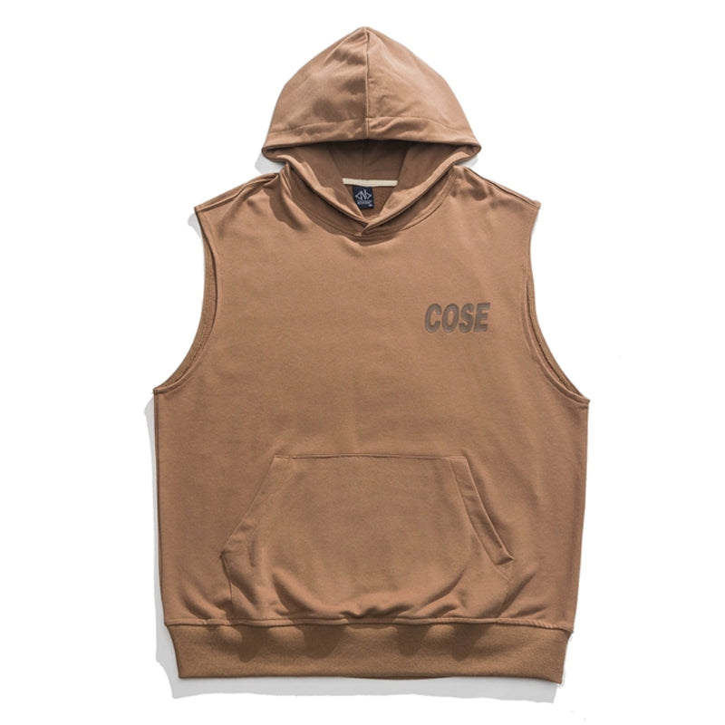Vintage Hooded Print Loose Vest