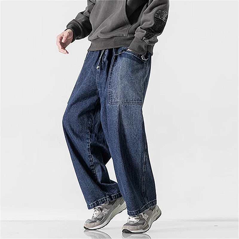 Loose Wide Big Pocket Straight Jeans
