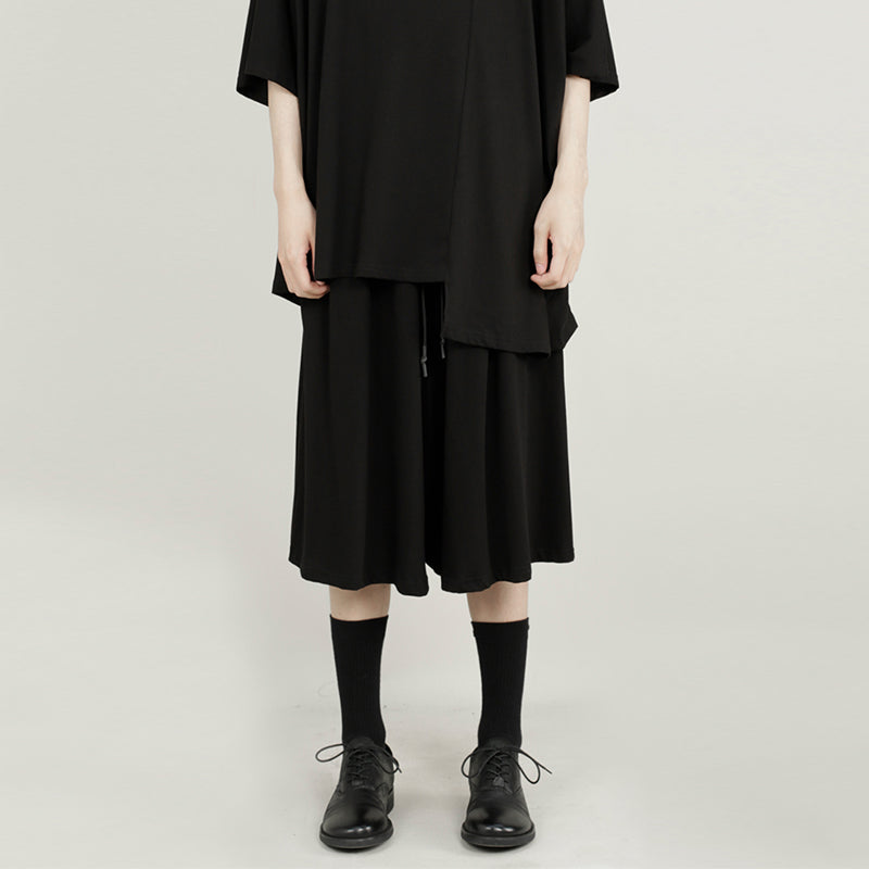 Casual Loose-fitting Wide-leg Cropped Trousers