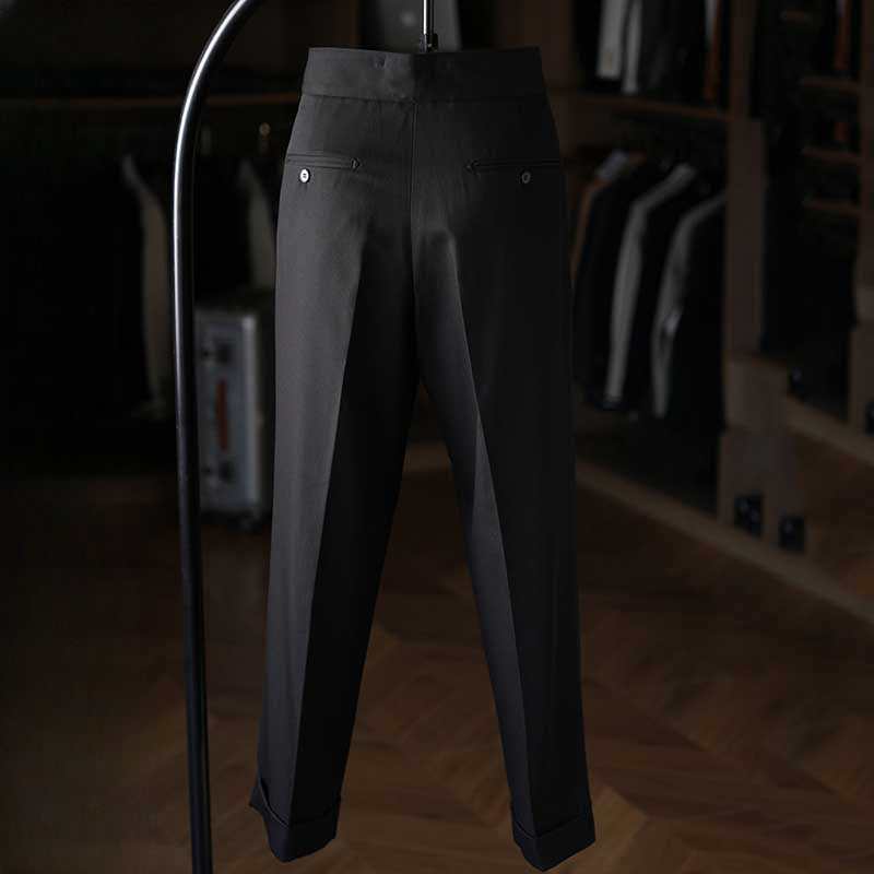 Italian Paris Buckle Loose Straight Business Suit Trousers