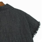 Square Neck Raw Edge Denim Vest Patchwork Jeans Two-Piece Set