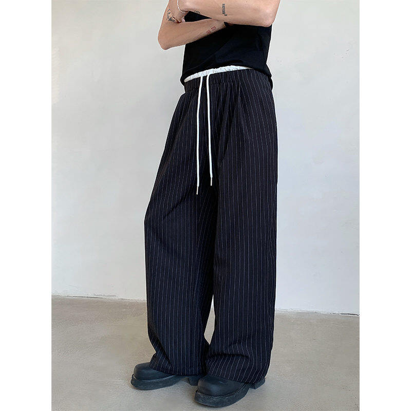 Retro High Waist Drape Striped Casual Pants