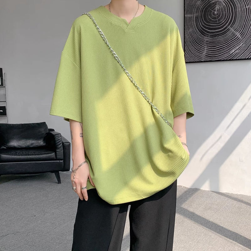 V-neck Ice Silk Loose Short-sleeved T-shirt