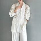 French Lace Panelled Cut-out Shirt