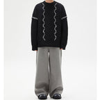 Irregular Black Knitted Twist Sweater