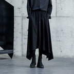 Drape Solid Color Irregular Culottes Hakama Pants