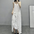 Pleated V-neck Suspender Dress Bottoming Dress