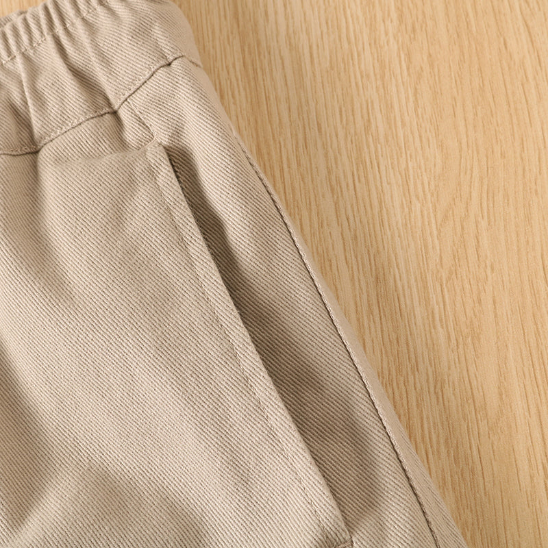 Thick Brushed Cotton Loose Straight Pants