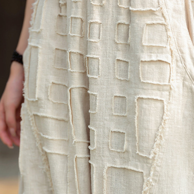 Raw-edge Linen Wide-leg Harem Pants