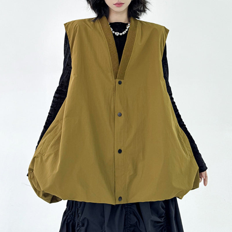 Bud Loose Solid Color V-neck Vest