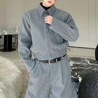 Woolen Warm Jacket  Wide-leg Loose Trousers Two-piece Set
