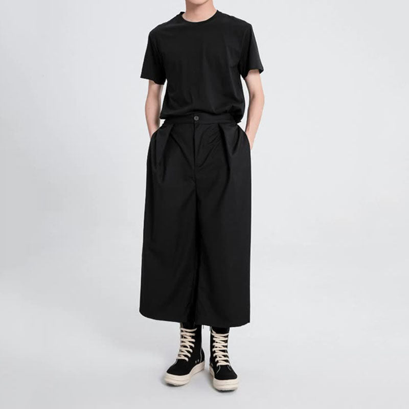 Drape Breathable Wide-leg Cropped Trousers