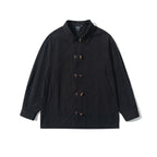 Horn Buttoned Loose Pointed Collar Shirt