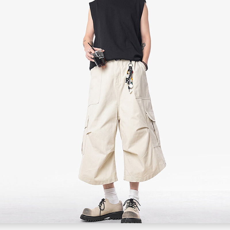 Loose Straight Wide-leg Casual Cropped Trousers