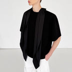 Scarf Ribbon Silhouette Short Sleeves T-shirt