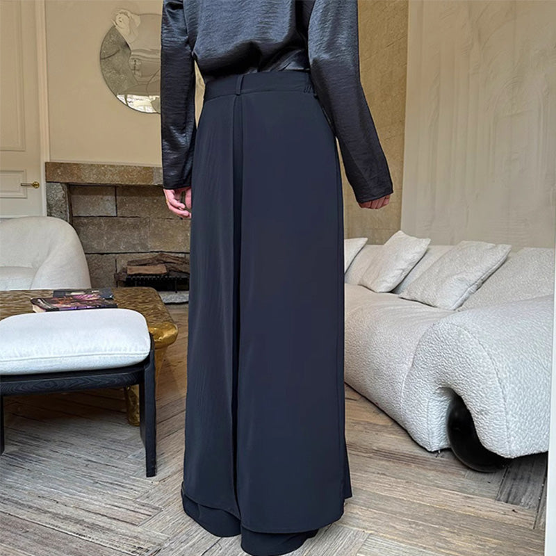 Straight Loose Double Layer Pleated Culottes