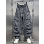 Ice Silk Loose Straight Cargo Trousers