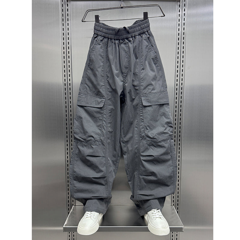 Ice Silk Loose Straight Cargo Trousers