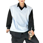 Casual Fake Two Piece Loose Vest Shirt