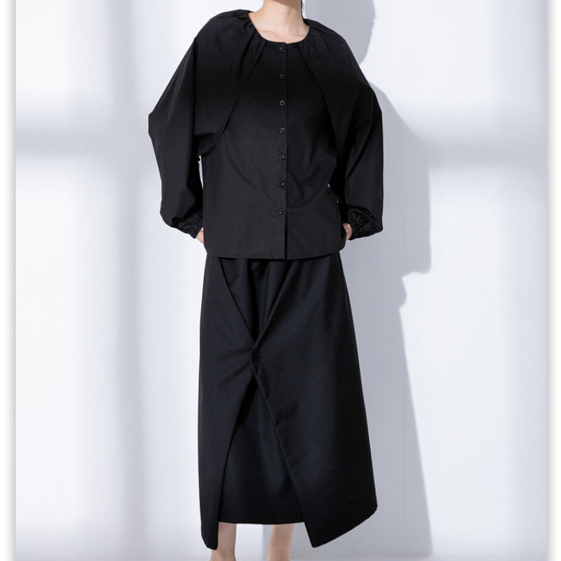 Raglan Loose Lantern Sleeve A-line Top Shirt