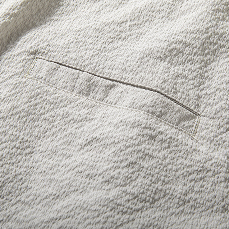 Textured Japanese Style Lapel Polo Shirt