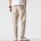 Cotton and Linen Striped Pants
