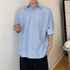 Blue Stripe Half Sleeve Shirt