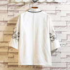 Crane Embroidered Short-sleeved Top