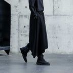 Drape Solid Color Irregular Culottes Hakama Pants