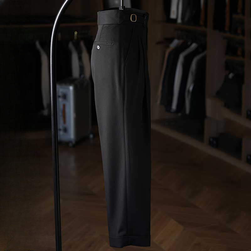 Italian Paris Buckle Loose Straight Business Suit Trousers