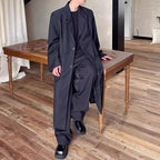 Lapel Shoulder Pads Long Trench Coat