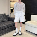 Hollow Sequin Mesh Pullover T-shirt