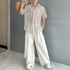 Striped Contrast Cutout Drape Shirt